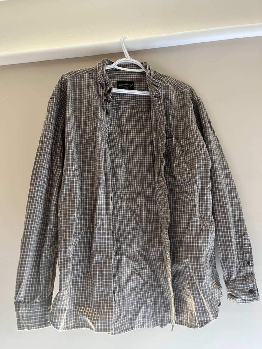 Eddie Bauer Brown and White Check Lightweight Shirt Jacket